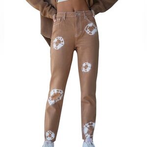Like New PacSun The Mom Tan Tie-Dye Circle High-Rise Jeans